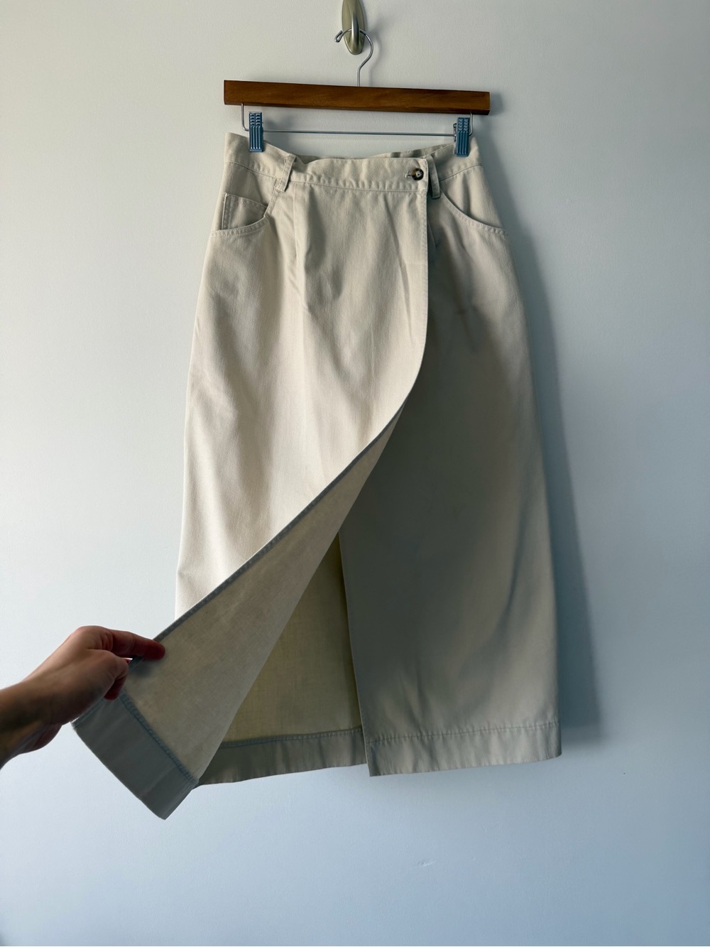 Cotton Wrap-front Midi Skirt